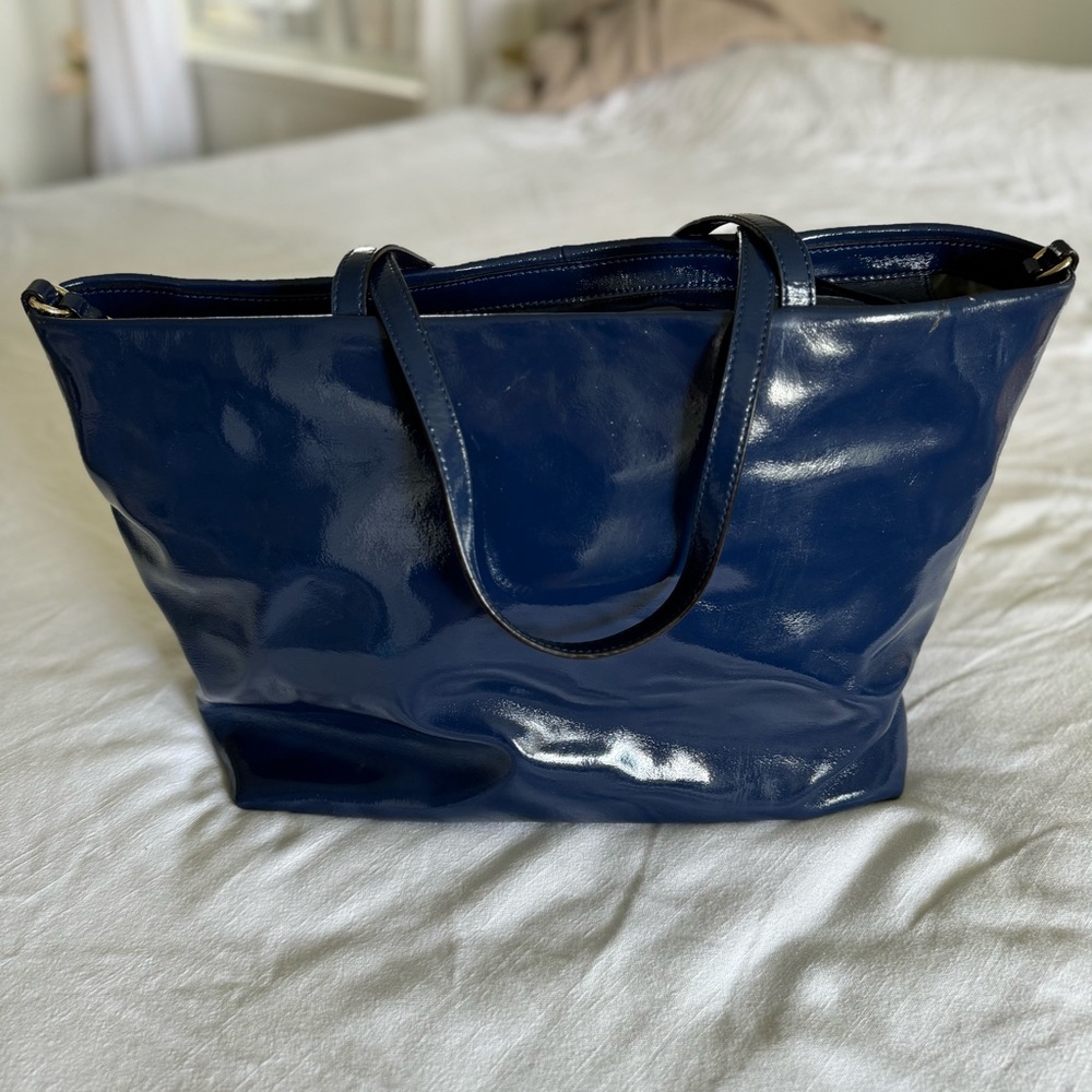 Kate Spade Veranda Place Patent Blossom Baby Diaper Bag Tote French Navy - Picture 3 of 10